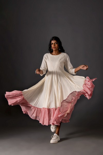 The White Pink Voil/Mulmul Dress